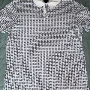 Armani Exchange Black & White Logo Print Polo with Contrast Collar